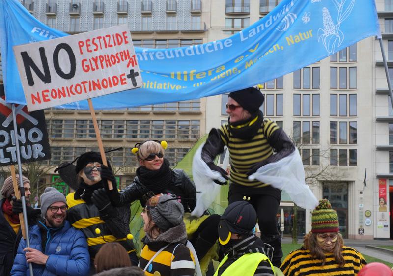 Schon 2016 war Mellifera e. V. bei der gro&szlig;en "Wir haben es satt"-Demonstration in Berlin dabei und protestierte gegen Pestizide. (Foto: Mellifera e. V.)