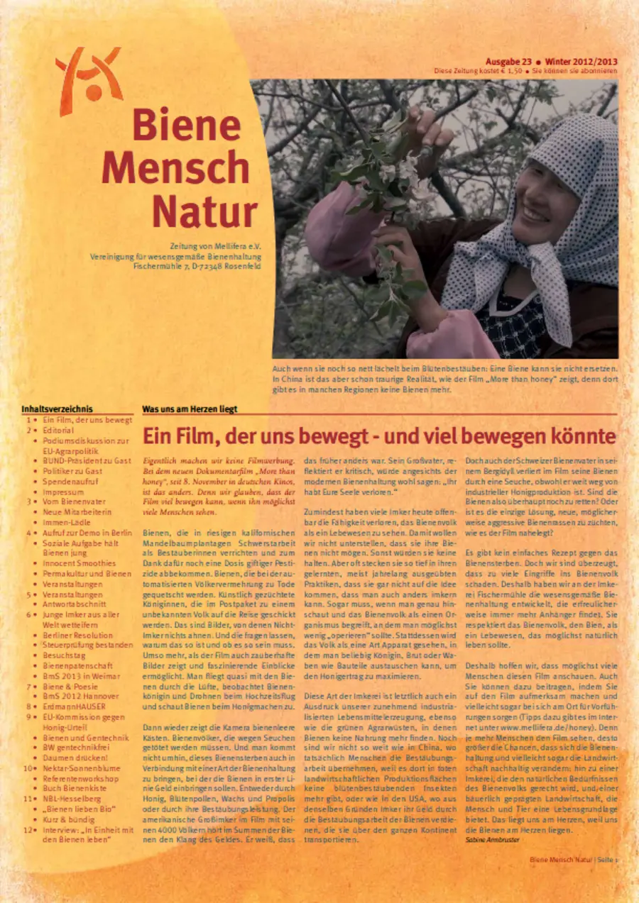 Cover von »Biene Mensch Natur« Ausgabe 23 | Winter 2012/2013