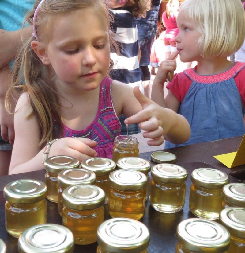 Honigverkostung beim Sommerfest an der Freien Waldorfschule Gladbeck. 